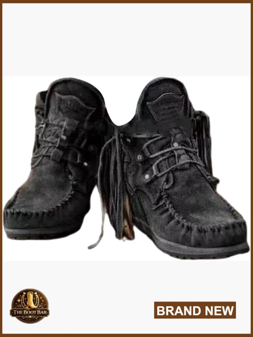 Vintage Cowboy Fringed Ankle Boots, Lightweight Suede High Top Round Toe Mocc